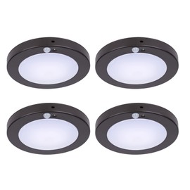 LIT-PaTH LED Flush Mount Ceiling Light, Closet Lighting Fixture with Motion Sensor and Dusk to Dawn, 10.5W, 800 Lumen, 6.2 Inch, Anti-Rust Galvanized Housing, Bronze Finish 5000K 4-Pack