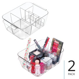 iDesign Makeup Countertop or Vanity-Storage Toiletries-Set of 2-Clear Cosmetic Organizer