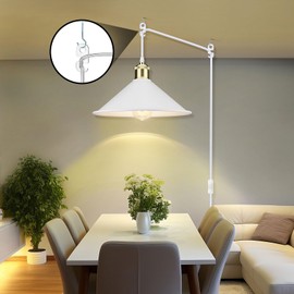 LYOOWNG Plug in Pendant Light, Bigger Hanging Lights with Plug in Cord On/Off Switch, 13FT Industrial Plugin Hanging Light, Vintage Pendant Lights Fixture, White