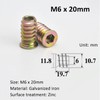 AcbbMNS 30Pcs M6 x 20mm Threaded Inserts Nuts Furniture Screw