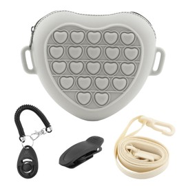 Bibabala Dog Treat Pouch Set,Silicone Waist Belt of Treat Bag,with Training Clicker(Grey)