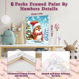 6 Pack Christmas Framed Paint by Numbers for Adults, Easy Acrylic Cartoon Painting by Number Kits on Canvas, Christmas Painting by Numbers Kits, Adults' Paint-by-Number Kits for Home Wall Decor 8x8in