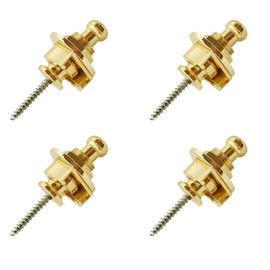 4 PCS Guitar Strap Locks Set and Buttons Security Quick Release Straplocks Strap Parts Round Head Lock Strap Pins and Buttons Straplocks System for Guitar Bass (Gold)