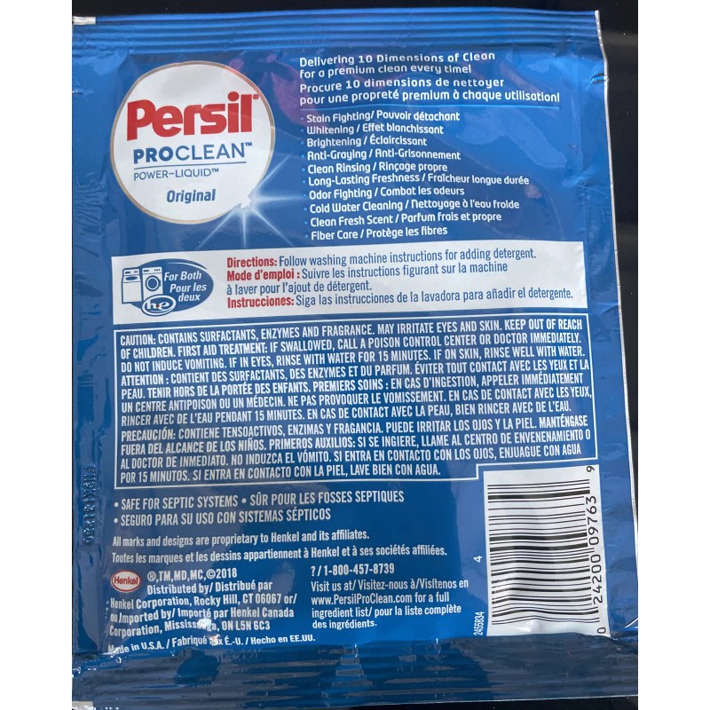 Persil 6 Pack - LOT of single wash Pouches PERSIL