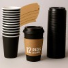 50 Vasos Desechables 12oz Para Café Kit Con Tapas Y