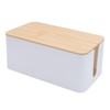 Cable Tidy Box White Cable Box with Bamboo Lid Cable