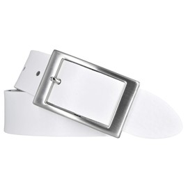 Bernd Götz Women's Leather Belt 35 mm White Nappa Leather Can Be Shortened Women's Belt (110 cm), White