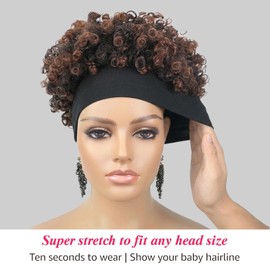 Headband Afro Kinky Curly Wigs For Black Women Short Curly Put And Go Headband Wig Synthetic for Daily Use(T1B/33)
