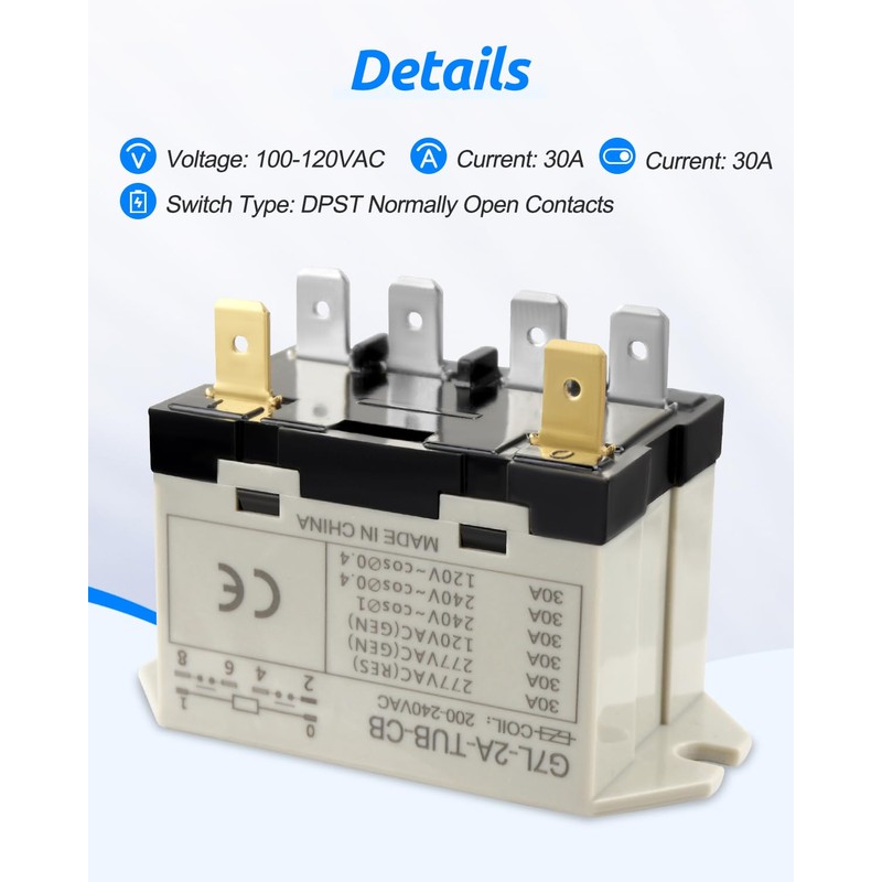 G7L-2A-TUB-CB Power Relay 6 Pins 30A DPST Normally Open Contacts
