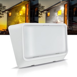 acegoo RV Porch Light LED Dual Color White/Amber Switchable 12V Exterior Utility Replacement Light for Trailer Camper Motorhome 5th Wheels, 480 Lumen & IP66 Waterproof (White)