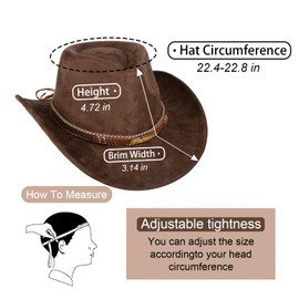 SIGONE Cowboy Hat for Women and Men Wide Brim Outdoor Felt Hat for Men and Women Adjustable Size Stylish Cowboy Hat with Gold Feather Band Perfect for Cowboy Outfit Outdoor Activities