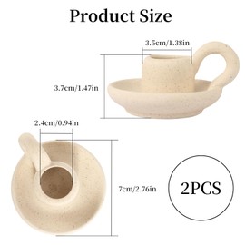 2 Stück Kerzenständer Kerzenhalter Stabkerzen Kerzenständer aus Keramik mit Griff Modern Deko Kerzenleuchter für Schlafzimmer Wohnzimmer Tischdeko