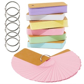 6 Pack Colored Flash Cards with 300 Sheets Study Cards, 2.7 * 1.6 Blank Notecards with Binder Ring, for DIY Greeting Cards, Kindness cards, and Study Cards
