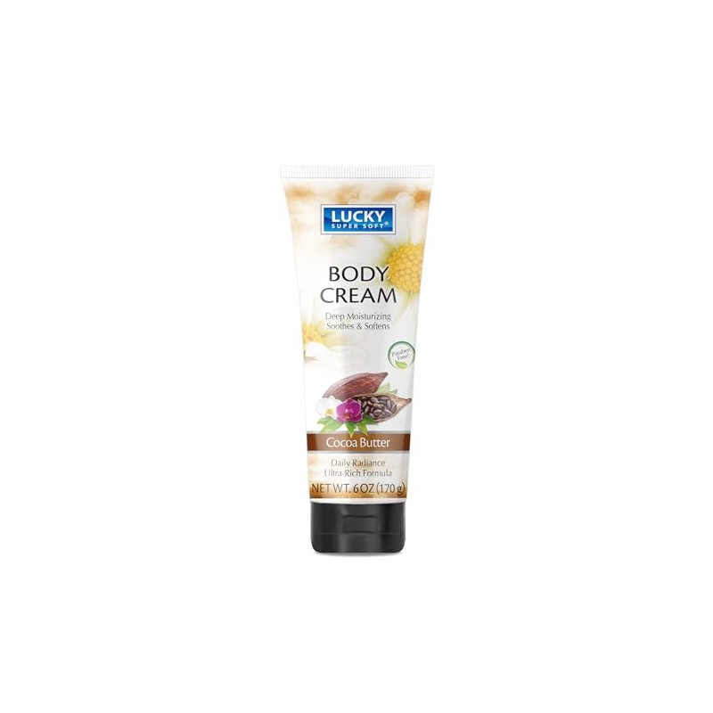 Lucky Super Soft Body Cream, Cocoa Butter, 6 Ounce