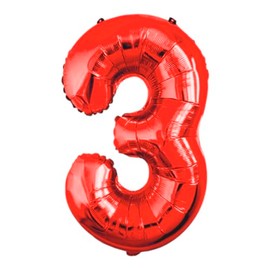 Globo 32'' Número 3 Rojo Grande Metálico 80 Cm Red