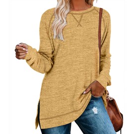 Aokosor Fall Tops for Women 2025 Fashion Long Sleeve Work Shirts for Leggings Teacher Yellow S