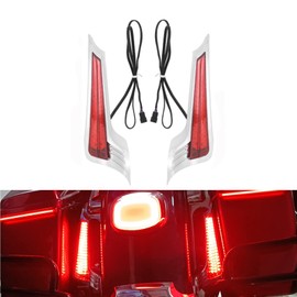 HCmotorku Motorcycle LED Filler Panel Lights Rear Fender Light Turn Signals Running Brake Light Fit for Harley Touring Road King Electra Road Street Glide 2014-2023 (Chrome Housing Red Lens)