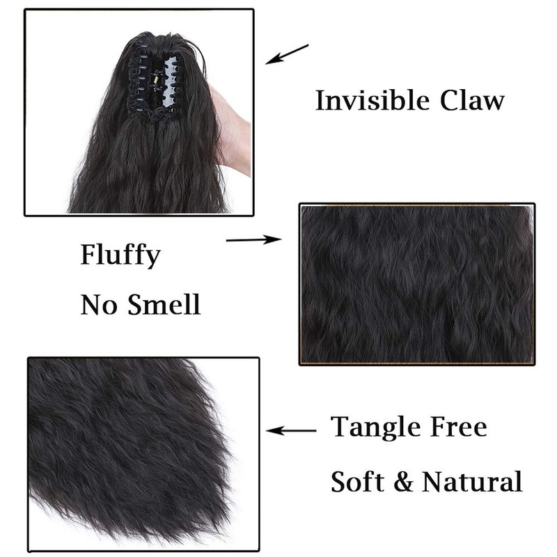 Ponytail Extension, Clip-In Extensions, Corn Wave Hair Extensions with Clip,