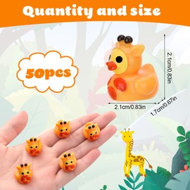 GGSTDDUP 50 Pcs Giraffe Ducks, Mini Giraffe Resin Ducks Bulk, Cute Miniature Duck Figurine for Birthday Party Favors, Swimming Pool, Pond, Car Party Decorations