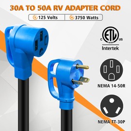 HORIZVA 30 Amp to 50 Amp RV Adapter 1FT, TT-30P to 14-50R