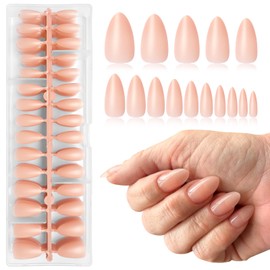 EternalClassic Soft Gel Nail Tips Acrylic Press on Nails Medium Almond, 240Pcs Fake Nails Almond Nails Tips, Pre-colored Gel Nail Tips, Nude Press on Nails Full Cover False Nails Kit