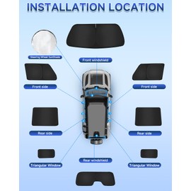 8PCS Window Shades for Ford Bronco(2021-2025) Accessories – Full Coverage Sun Shade for Side Windows, Rear Triangular & Windshield – UV Protection & Privacy for Camping, Napping, Relaxing