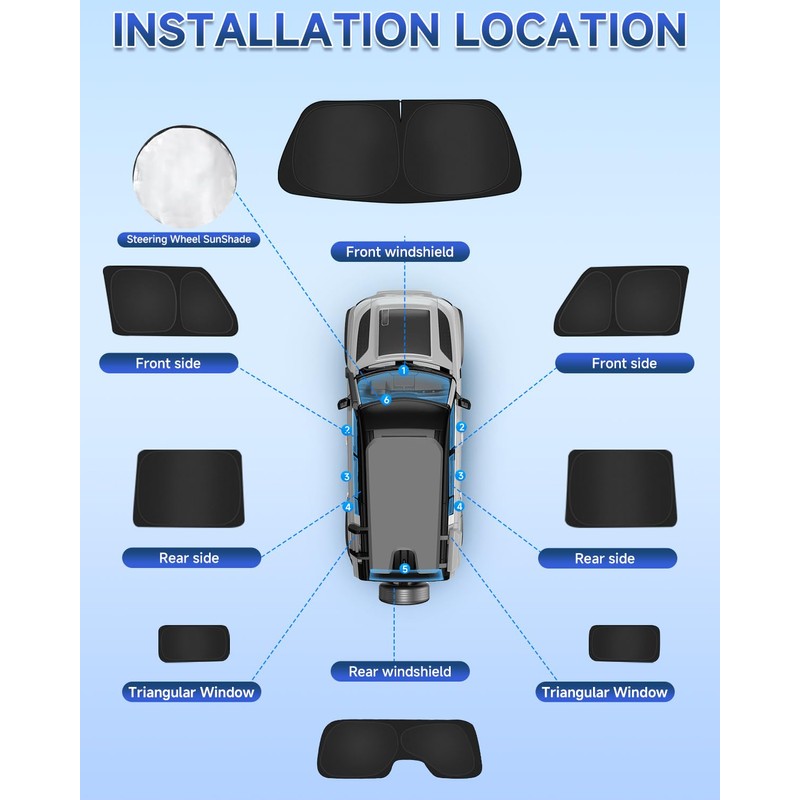 8PCS Window Shades for Ford Bronco(2021-2025) Accessories – Full Coverage