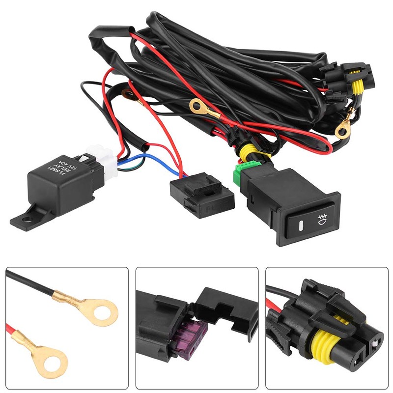Fog Light Switch Wiring Kit, 12V Universal Car LED Fog