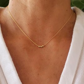 GUOKE Irregular Bead Necklace for Women – 14K Gold Plated Dainty Gold Bead Necklace, Simple Jewelry for Her