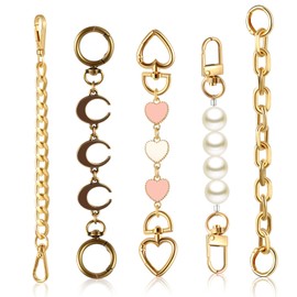 Remuuly 5 Pcs Purse Strap Extender Golden Bag Extender Chain Metal Bag Replacement Handbag Chain Purse Making Supplies (Stylish)