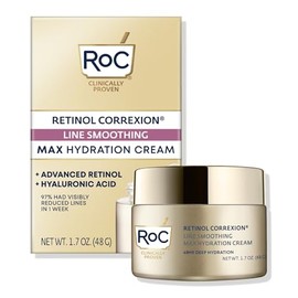RoC Retinol Correxion Max Hidratacin diaria hidratante facial antienvejecimiento con cido hialurnico, crema de cuidado de la piel sin aceite para...  