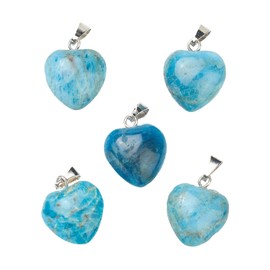 BEEFLYING 10 Pcs Natural Gemstone Heart Pendant Charms Apatite Charms Healing Stone Pendants for Jewelry Making Crafts Supplies