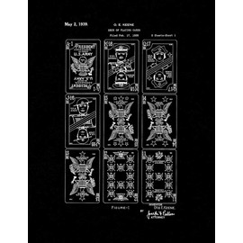 Deck Of Playing Cards Patent Print Black Matte (8.5" x 11") M11430