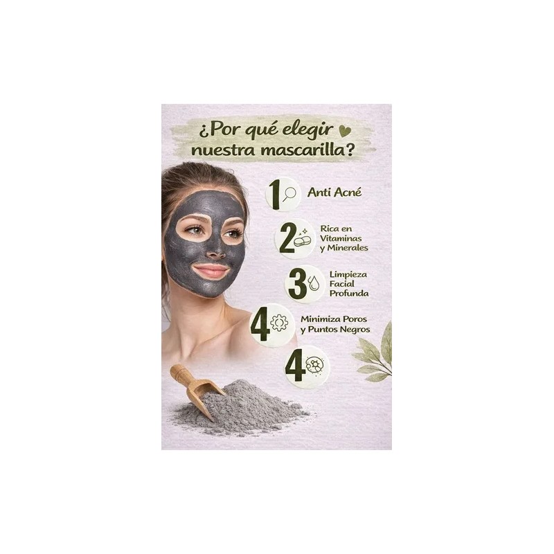 Arcilla Negra Facial 100% Natural 1kg Para Piel Grasa Y