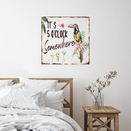 It's 5 O'Clock Somewhere Laptop Home Wall Decor Wall Decals Summer Tropical Luau Flamingo Removable Home Decals for Backdrop Nursery Kitchen Trucks Vinyl