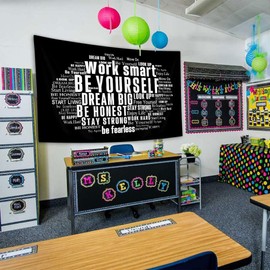 Tapiz para colgar con citas inspiradoras para oficina, palabras positivas, letras, refranes, negro, blanco, decoración de pared para recámara, decoración de pared, decoración de pared para recámara universitario, hogar