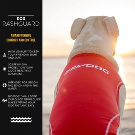 EzyDog Rashguard Vest - Premium Dog Shirt Allowing All-Day Water Use - Tested to Provide 50+ UV Protection - Innovative Design for a Snug, Comfortable Fit (X-Small, Red)