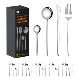 Raganet, Juego de Cubiertos de Acero Inoxidable con 24 piezas, Cubiertos para 6 Personas, Tenedor, Cuchillo y 2 Cucharas, Aptos para Lavavajillas.