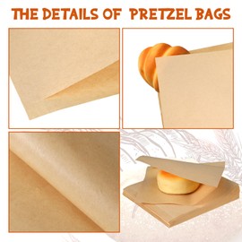 Colarr 400 Pcs Soft Pretzel Bags 6.69 x 7.09 Inch Paper Sandwich Wrappers Grease Resistant Double Open Bags Food Snack Cookie Chocolate Holder for Stands Wedding Birthday Christmas (Simple Style)