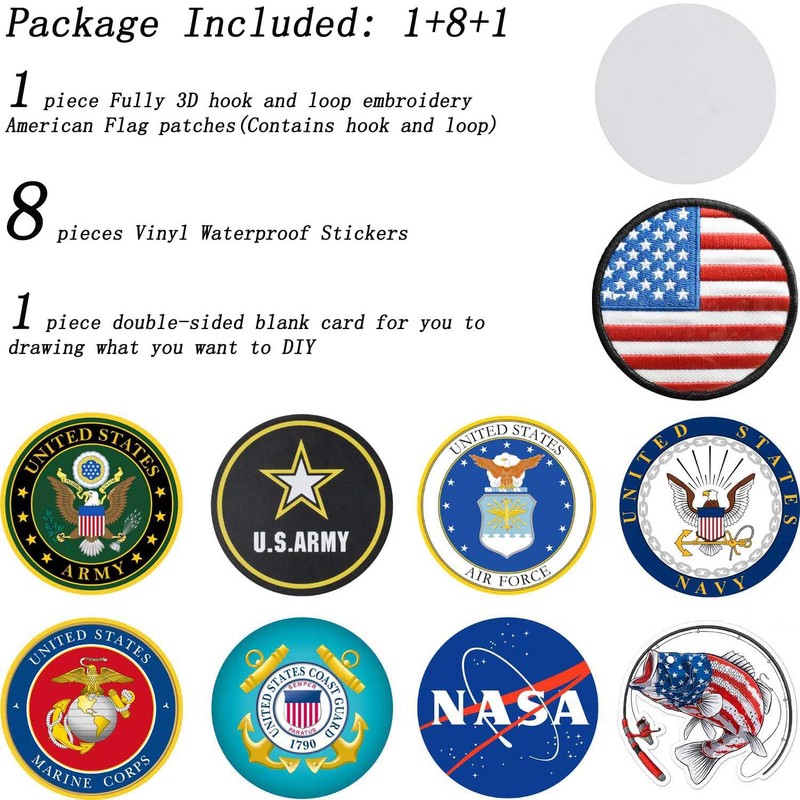 Round American Flag Patch, Hook and Loop USA Flag Embroidered