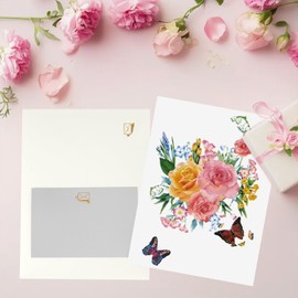 3D Pop-Up Butterfly Greeting Card with Flowers for Mother's Day Birthday Anniversary, Floral Card with Roses Lilies Wildflowers Includes White Envelope and Blank Note Card for Wife, Girlfriend, Mom