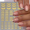 French Line Nail Art Stickers Decals, 4Pcs Gold Silver French