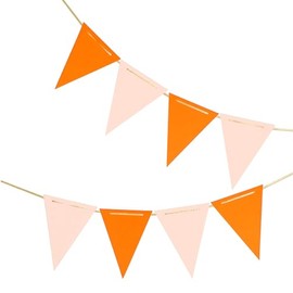 Orange and Pink Pennant Banner,Orange and Pink Vintage Double Sided Triangle Flag，for Autumn Party Decoration,Pack of 30pcs Triangle Flag