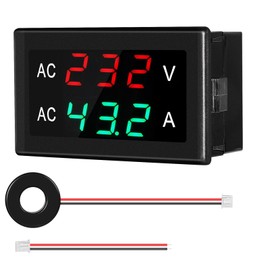 DEWIN AC Voltage Current Display Meter, AC Voltmeter Ammeter LED Digital Display Voltage Current Meter Panel with Transformer AC50-500V 0-120A