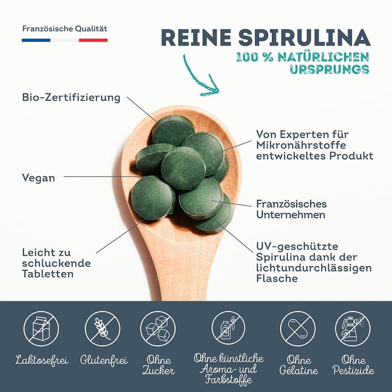 Super Spirulina Organic - 500 Spirulina Tablets of 500 mg