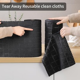 Ferdilan - Paquete de 80 paños de limpieza de microfibra en rollo, trapos sin pelusa, toallas de papel y toallas reutilizables desprendibles, trapos d