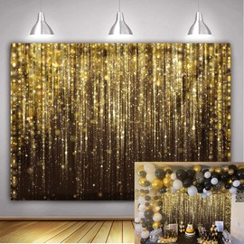 WDA Golden Particle Background Golden Spots Photography Background Adult Birthday Party Decoration Wedding Stage Ceremony Supplies Banner Studio Photo Booth Props 7 x 5 ft