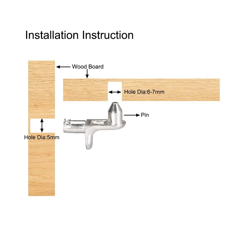 sourcing map Shelf Support 6 mm L Support Cabinet Shelf