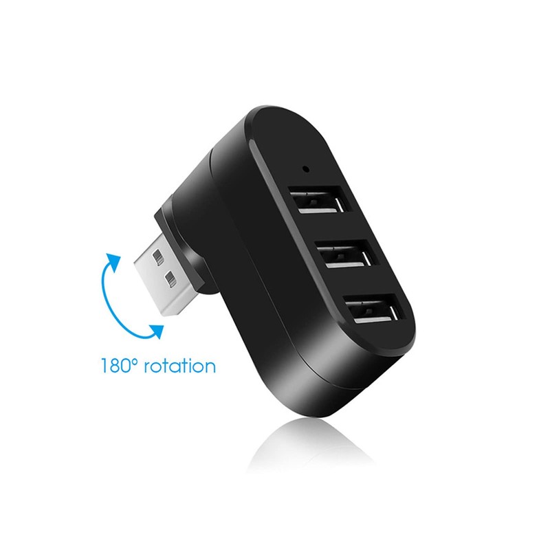 Jectse USB Splitter, 3 Port USB 2.0 Hub 180° Rotatable