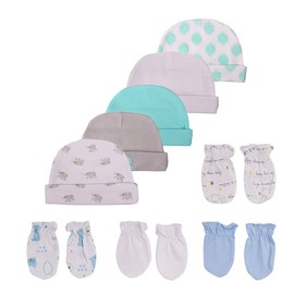 Baby hat and Mittens Set Newborn - Baby Hats Caps & Baby Scratch Mittens Gloves for Baby Boys Girls 0-6 Months 100% Cotton